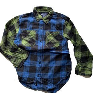 GAP KIDS black green blue check flannel shirt M/8